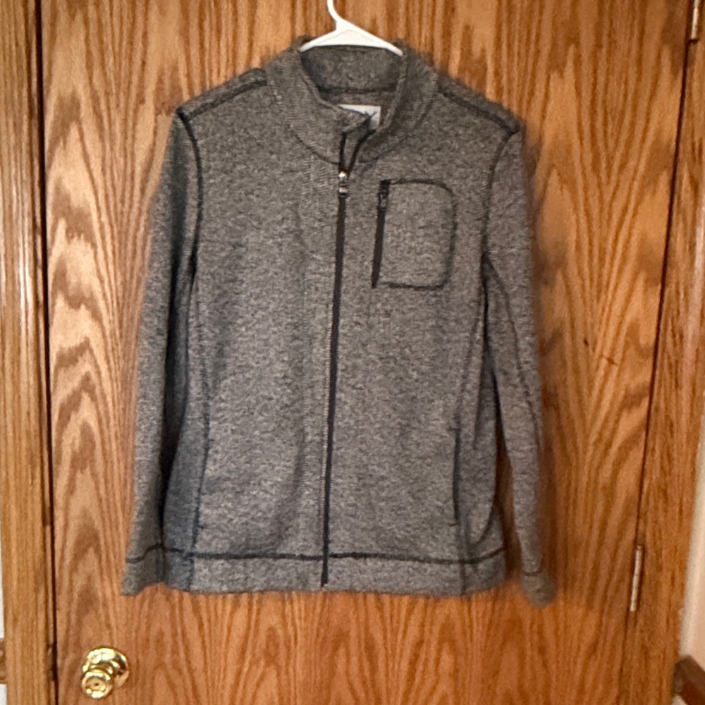 Gray Herringbone Zip-Up Jacket - image 1